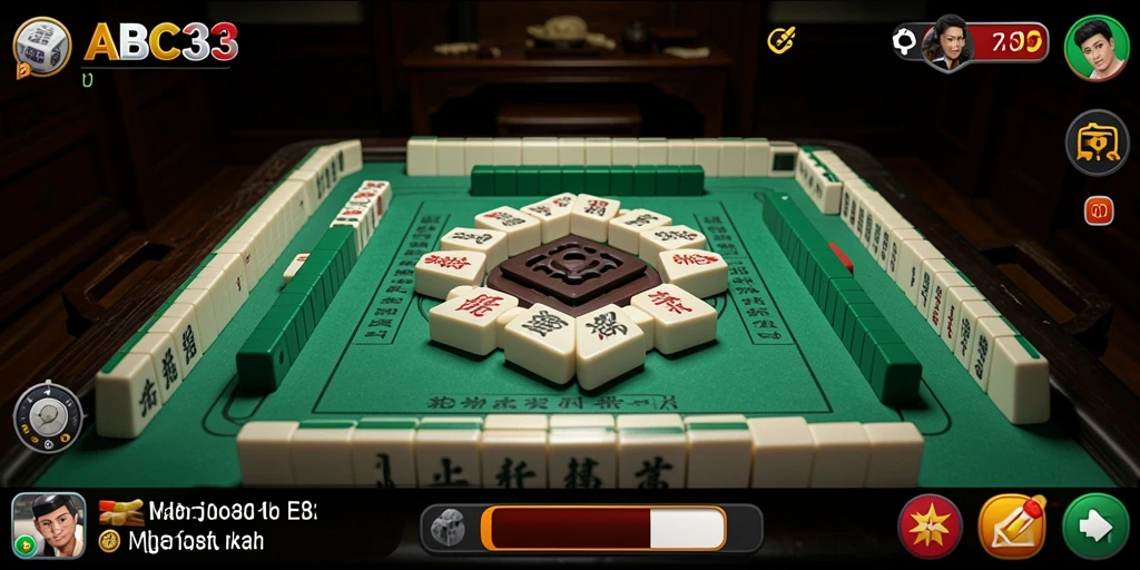 Tampilan gameplay ABC33 dengan ubin Mahjong yang penuh warna.