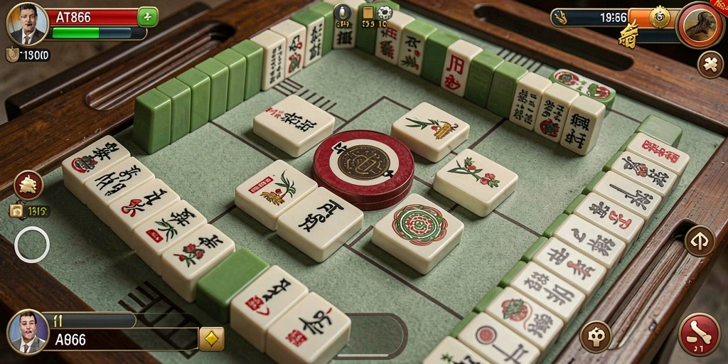 Tangkapan layar utama AT866 menunjukkan gameplay Mahjong yang seru.