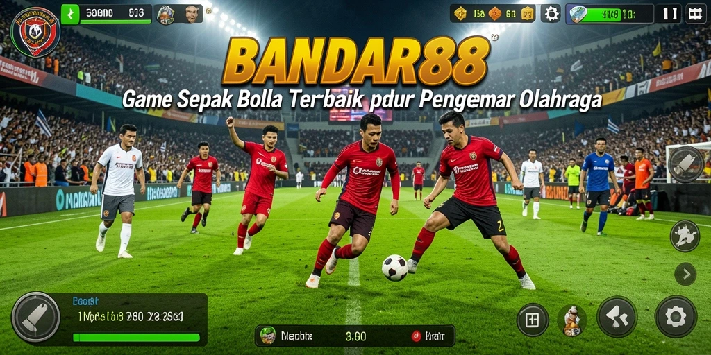 Tampilan gameplay menarik dari BANDAR88 dengan aksi sepak bola yang dramatis.