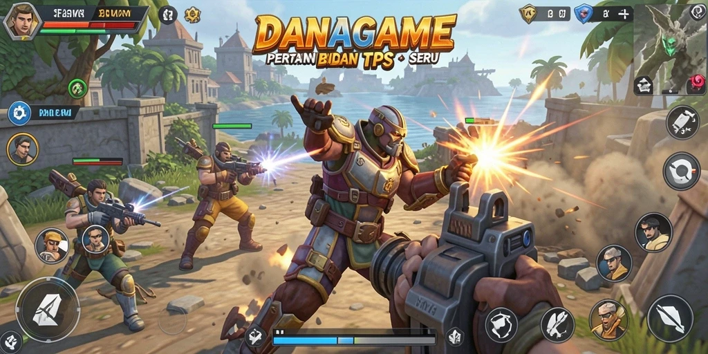 Tampilan gameplay seru dalam DANAGAME dengan aksi tembak-menembak.