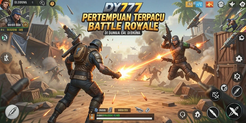 Tampilan gameplay seru dari DY777 saat bertempur dalam mode Battle Royale.