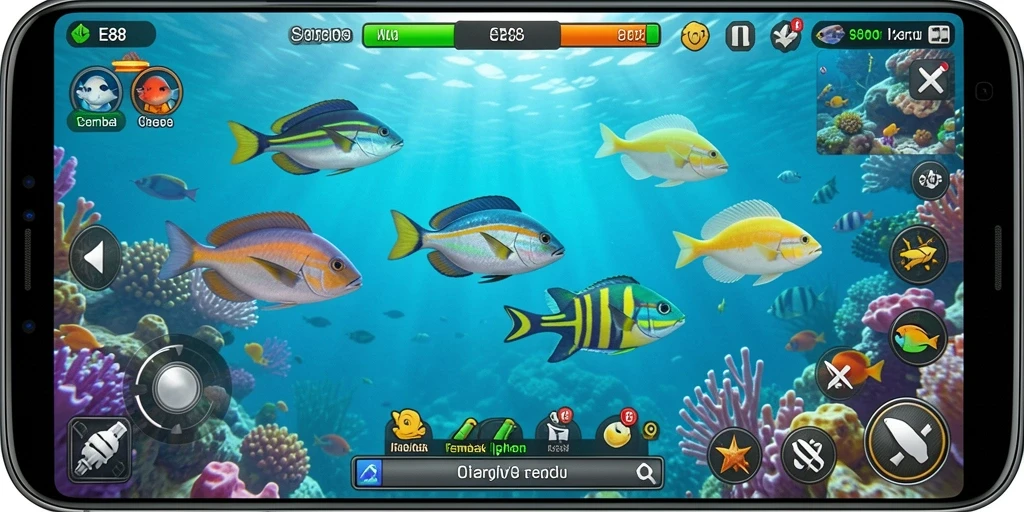 Tangkapan layar gameplay seru E88 dengan aksi Tembak Ikan。