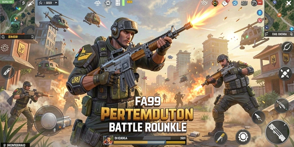 Gameplay seru FA99 dengan pertempuran intens Battle Royale.