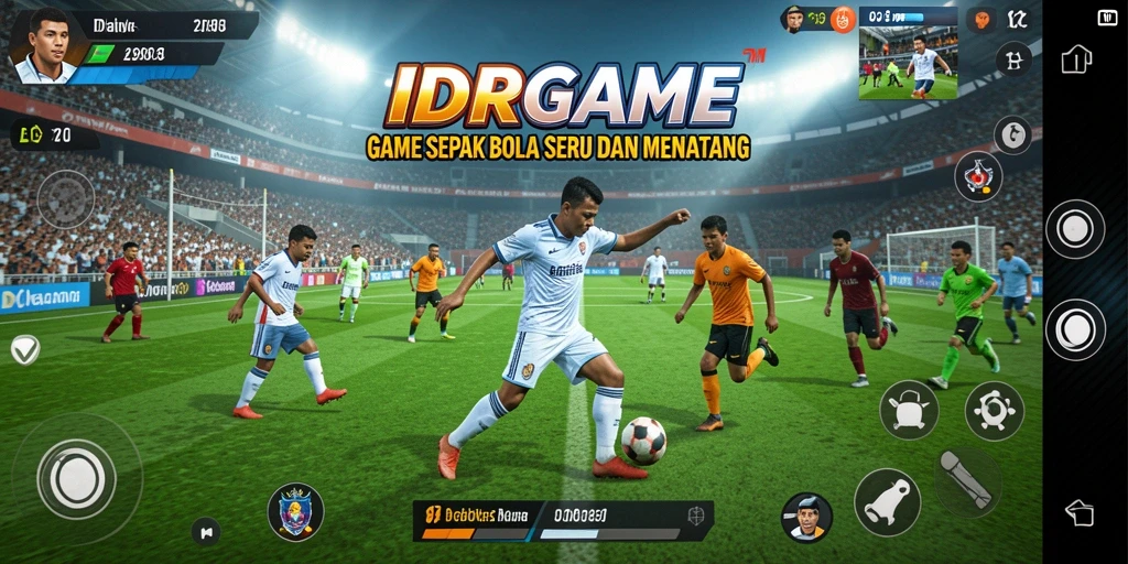 Tampilan gameplay IDRGAME yang menarik dan kompetitif dalam sepak bola.