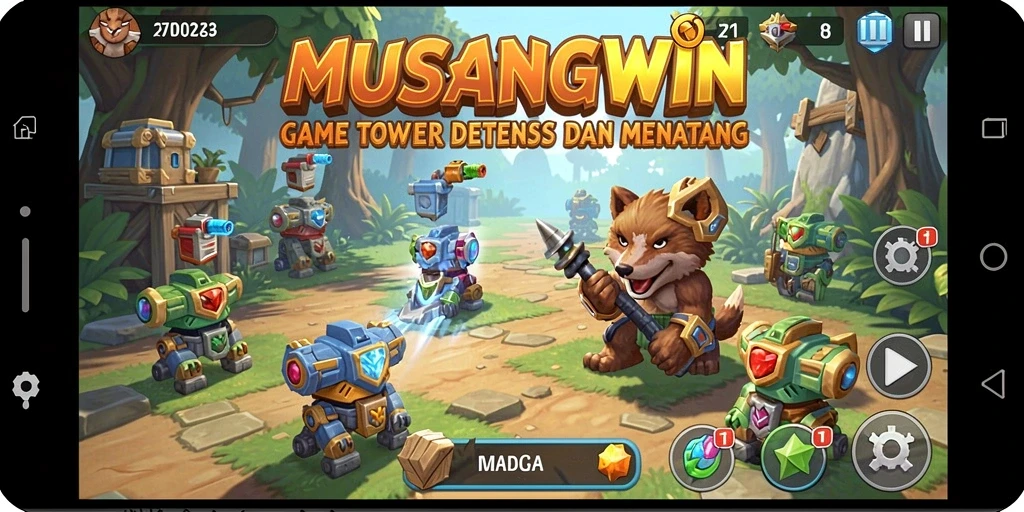 Tampilan gameplay MUSANGWIN yang menegangkan dan seru.