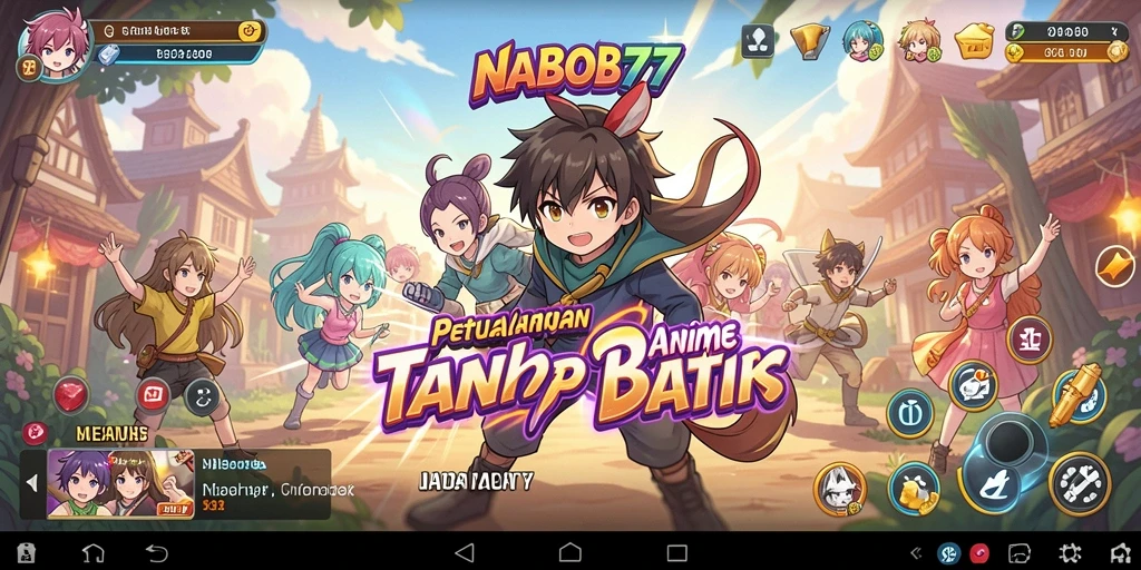 Tangkapan layar gameplay menarik dari NABOB77 dengan karakter anime beraksi.
