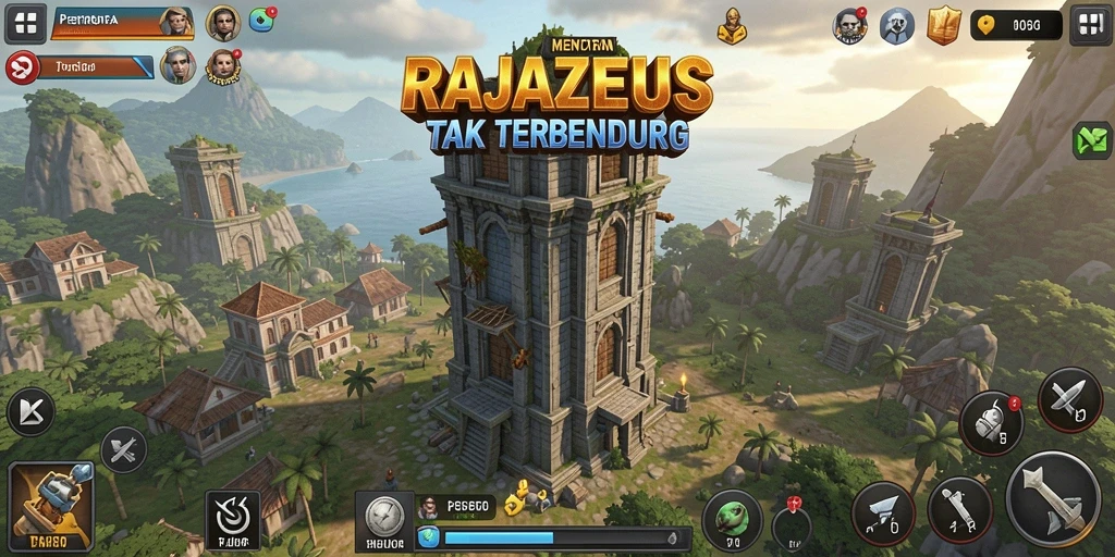 Tampilan gameplay RAJAZEUS yang menegangkan saat melawan gelombang musuh.