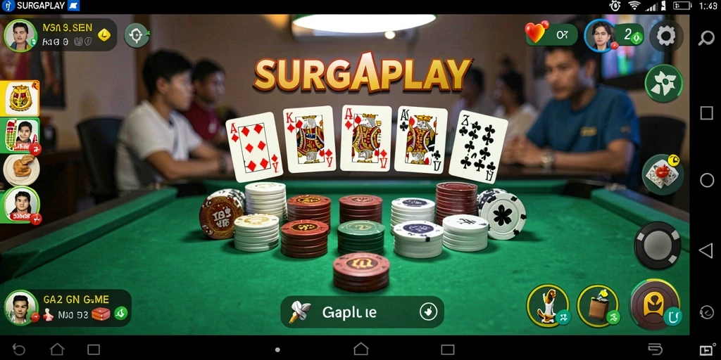 Screenshot gameplay SURGAPLAY yang menampilkan serunya bermain Gaple.