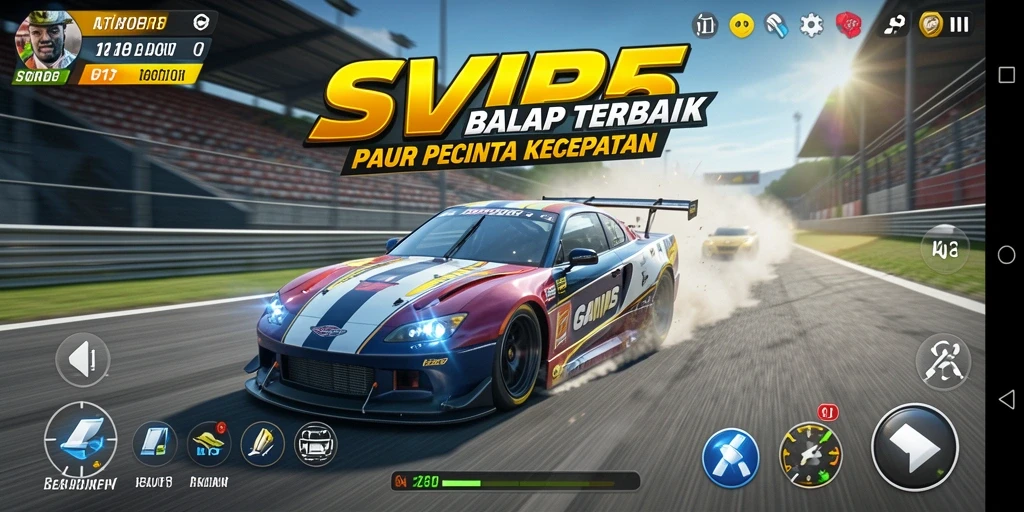 Gameplay SVIP5 yang mendebarkan saat balapan.